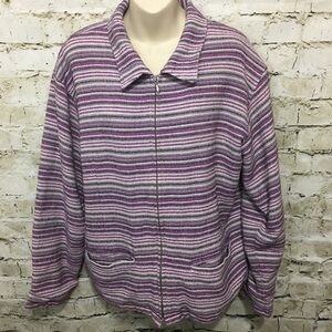 Cabelas Striped Tweed Zip Up Jacket